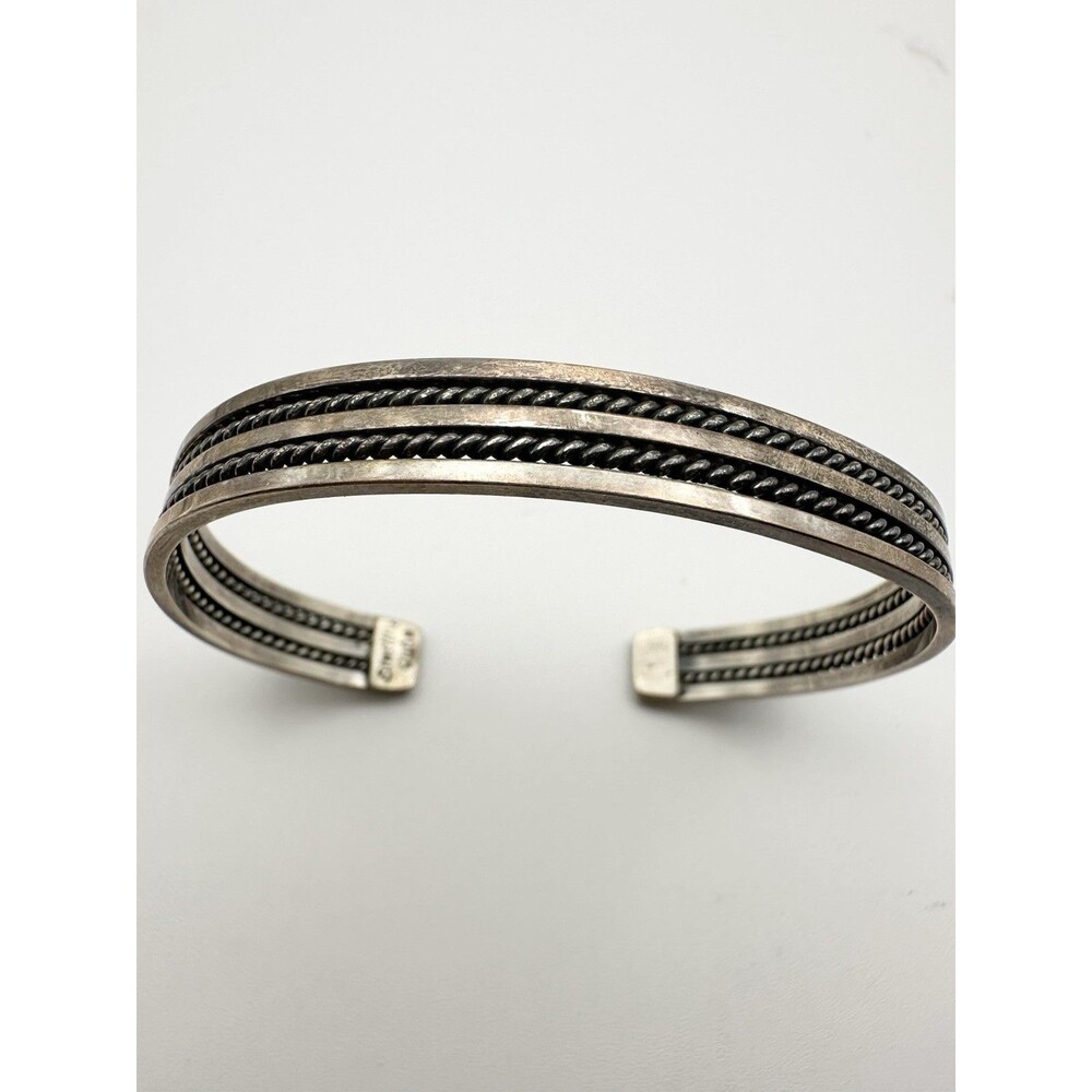 Vintage Tahe Native American Sterling Silver Cuff Bracelet 7” 8mm